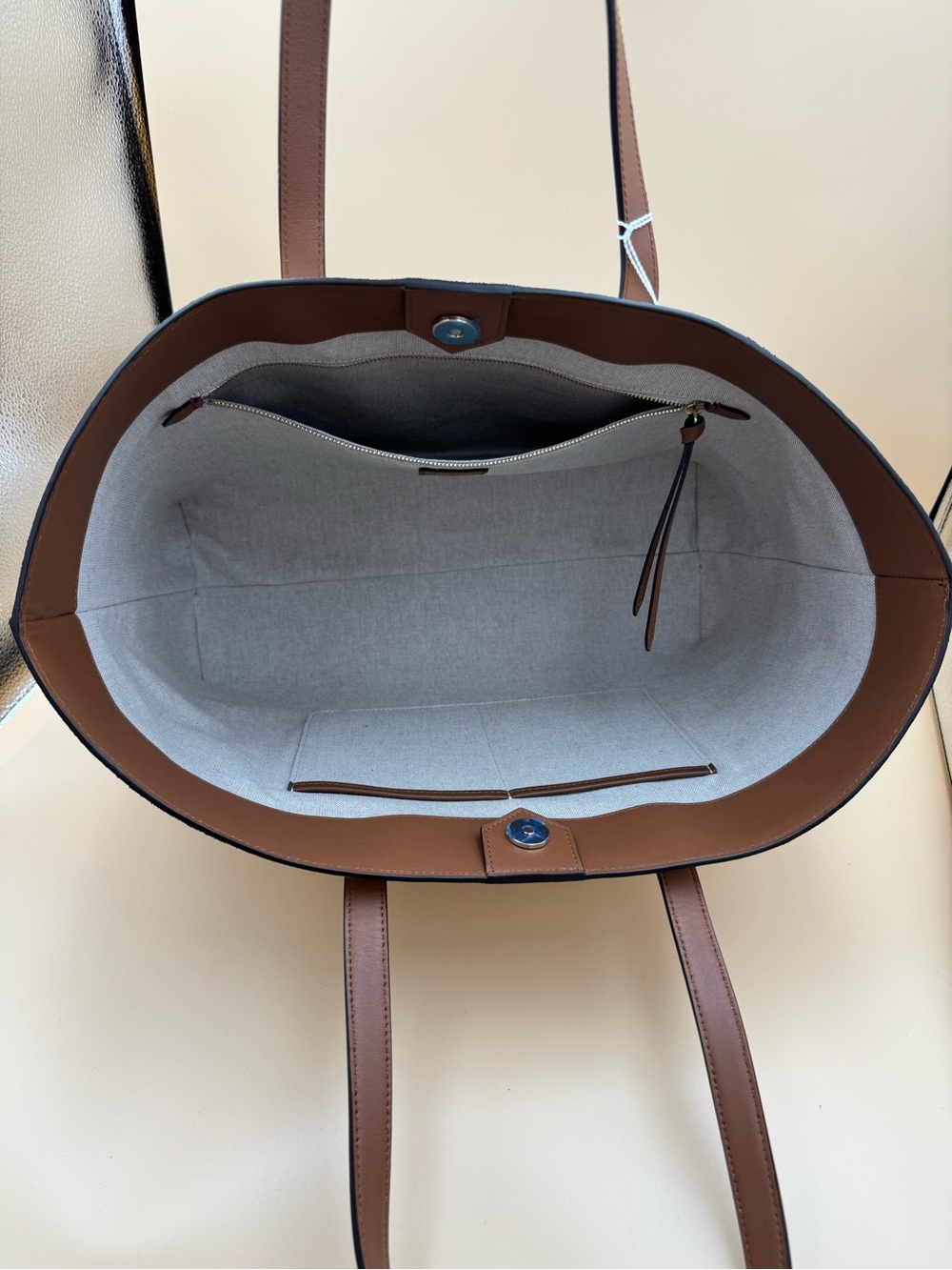 Jimmy Choo Canvas Logo Tote Ecru Tan NEW - Picture 15 of 17